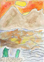 student watercolor painting